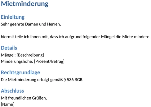 mietminderung-vorlage