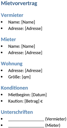 mietvorvertrag-vorlage