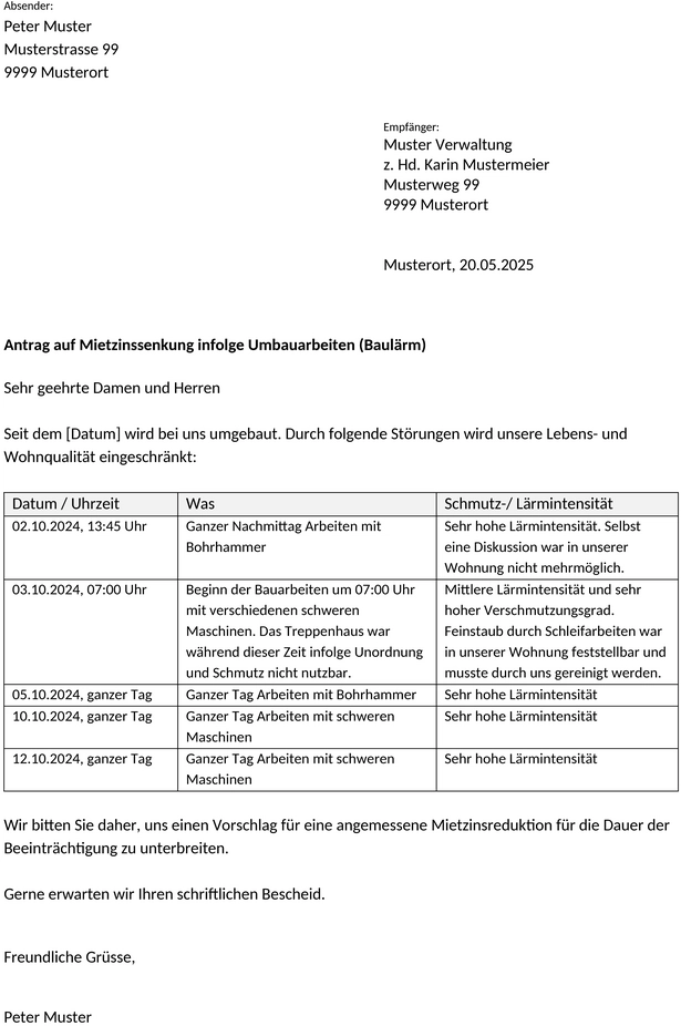 mietzinsreduktion-baulaerm-vorlage