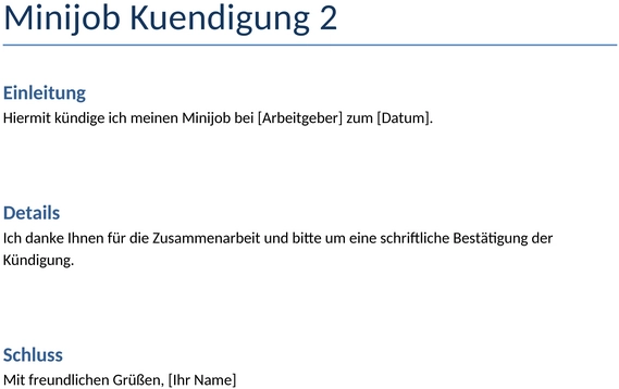 minijob-kuendigung-vorlage