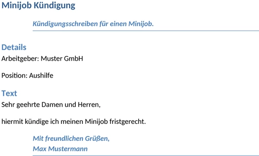 minijob-kuendigung