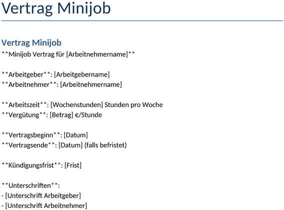 minijob-vertrag
