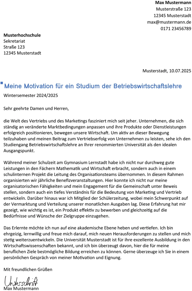 motivationsschreiben-betriebswirtschaftslehre-studium-vorlage
