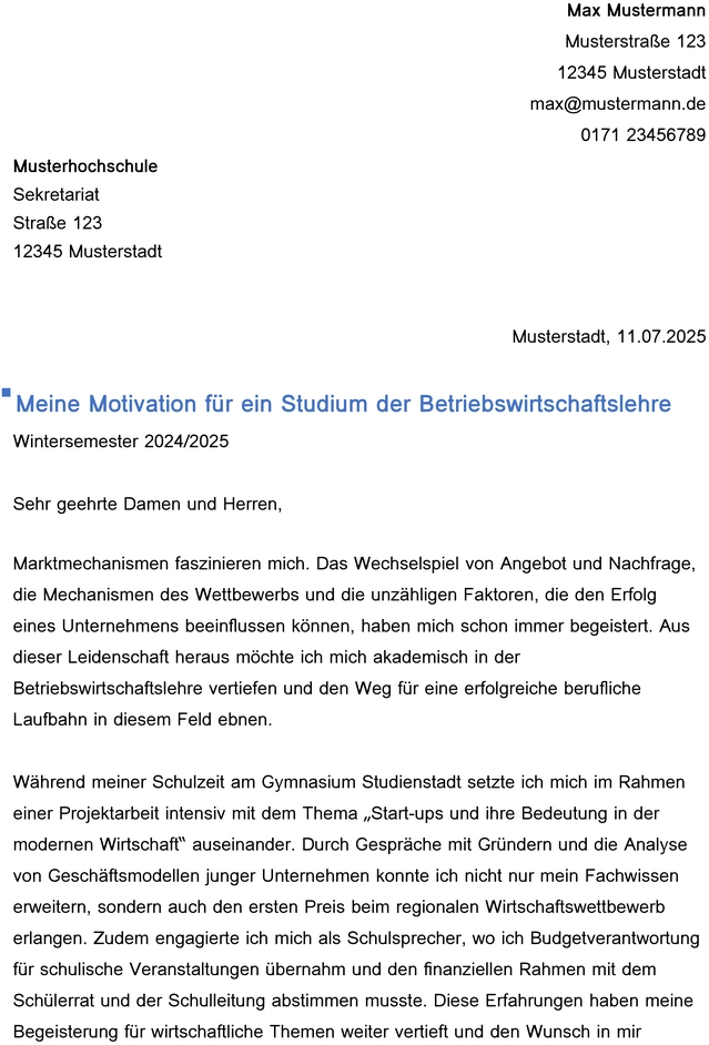 motivationsschreiben-betriebswirtschaftslehre-studium-vorlage