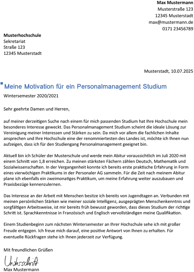 motivationsschreiben-personalmanagement-studium