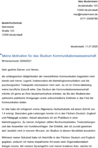 motivationsschreiben-vorlage-studium-kommunikationswissenschaften