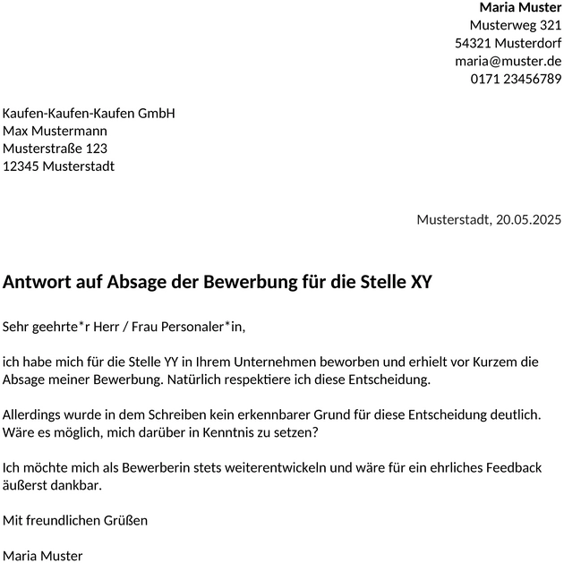 muster-antwort-absage-arbeitnehmer