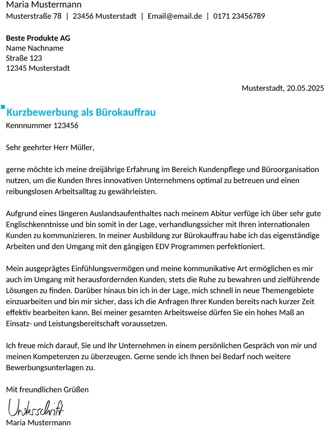 musteranschreiben-kurzbewerbung