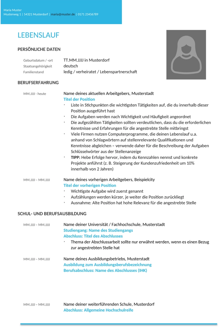 mustervorlage-lebenslauf-berufserfahrene