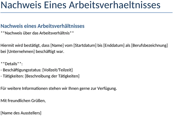 nachweis-eines-arbeitsverhaeltnisses