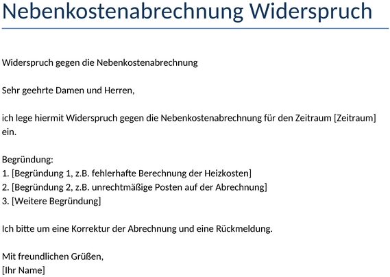 nebenkostenabrechnung-widerspruch