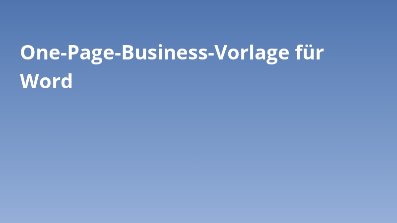 One-Page-Business-Vorlage für Word