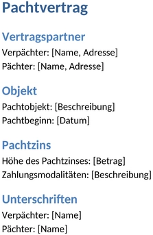 pachtvertrag-vorlage