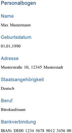 personalbogen-fuer-personliche-daten-organisation