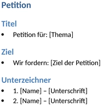 petition-vorlage