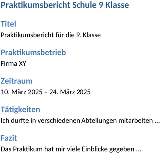 praktikumsbericht-schule-9-klasse