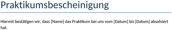 praktikumsbescheinigung