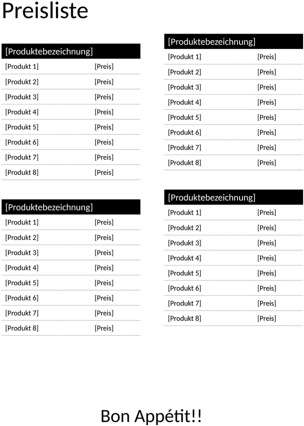 preisliste-vorlage-professionell