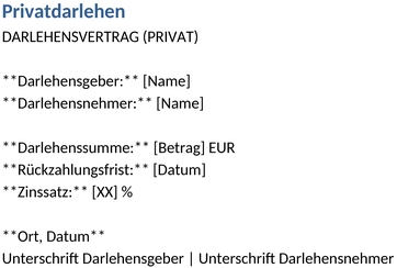 privatdarlehen-vorlage