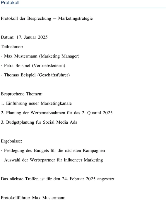 protokoll-marketingstrategie-besprechung-teilnehmer-themen-ergebnisse