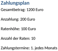 ratenzahlungsvereinbarung