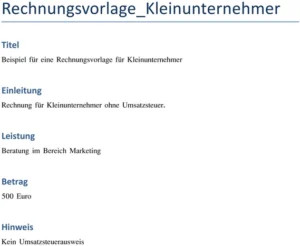 rechnungsvorlage-fuer-kleinunternehmer-ohne-umsatzsteuer