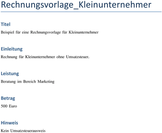 rechnungsvorlage-fuer-kleinunternehmer-ohne-umsatzsteuer