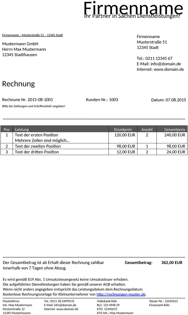 rechnungsvorlage-kleinunternehmerregelung