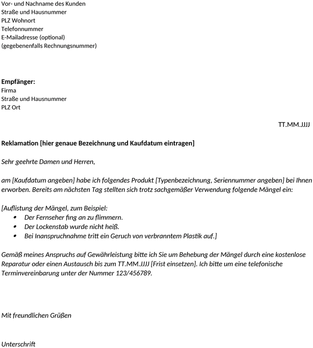 reklamation-vorlage-einspruch