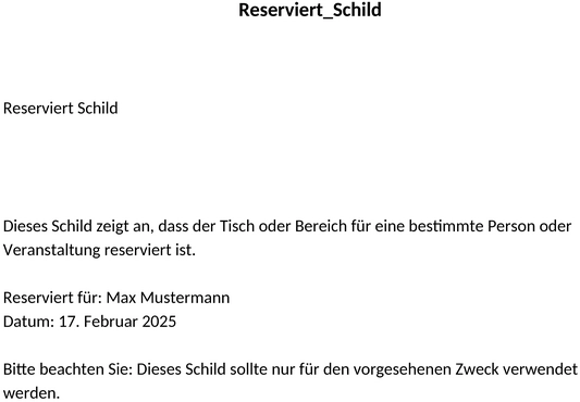reserviert-schild