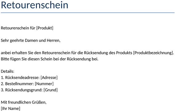 retourenschein-vorlage