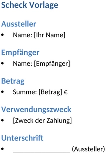 scheckformular