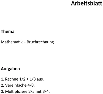 schul-arbeitsblatt