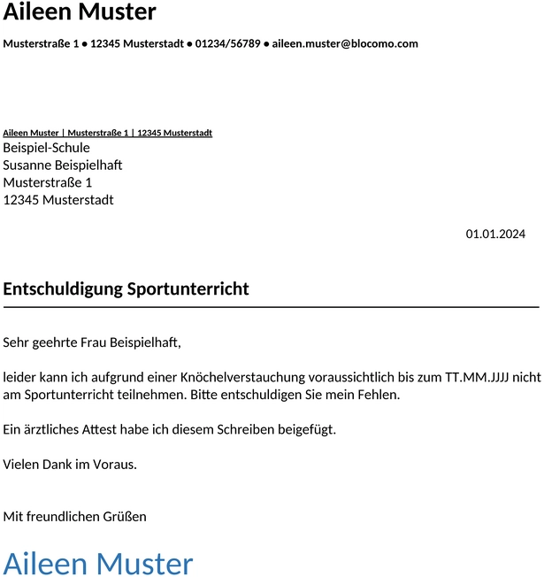 schule-sportunterricht-entschuldigung-muster