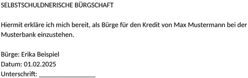 selbstschuldnerische-buergschaft