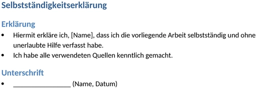 selbststaendigkeitserklaerung