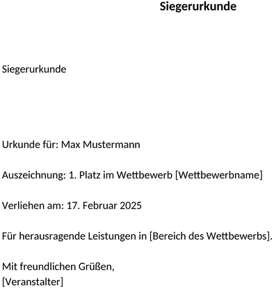 siegerurkunde