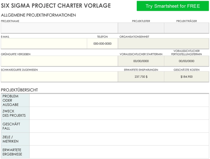 six-sigma-project-charter-vorlage