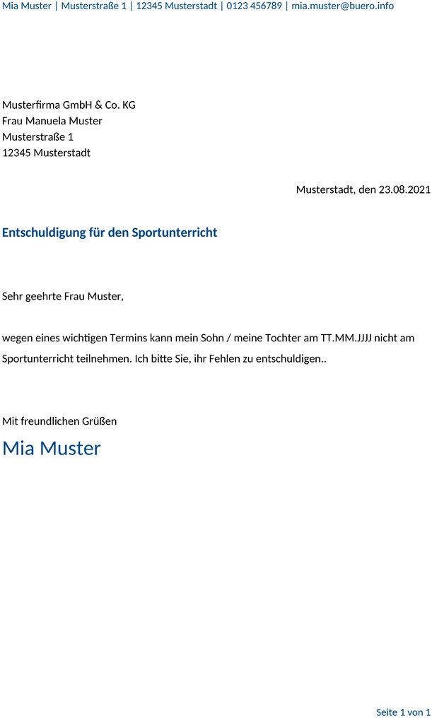 sport-entschuldigungsschreiben