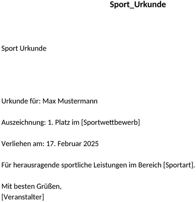 sport-urkunde