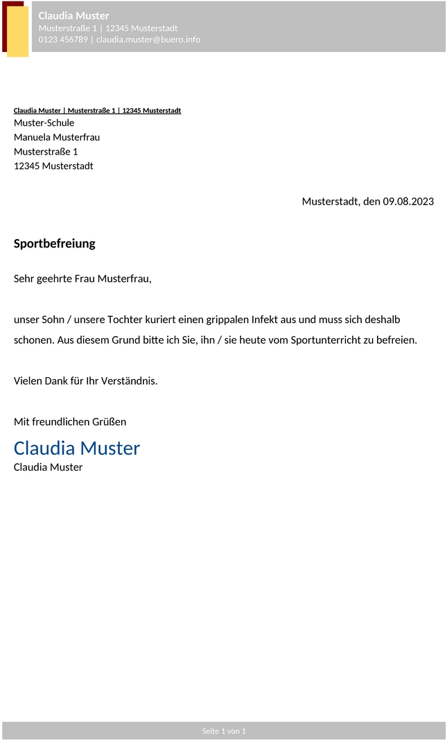 sportbefreiung-vorlage
