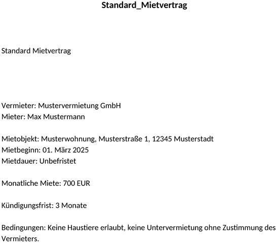 standard-mietvertrag