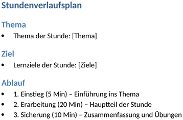 stundenverlaufsplan