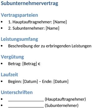 subunternehmervertrag