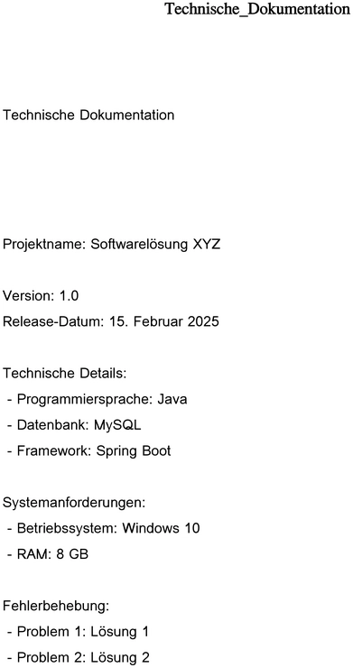 technische-dokumentation-softwareloesung-xyz