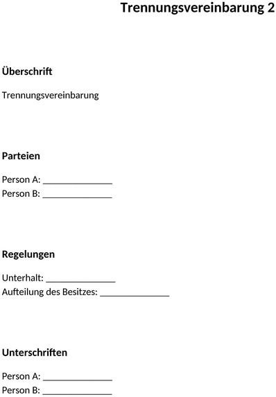 trennungsvereinbarung