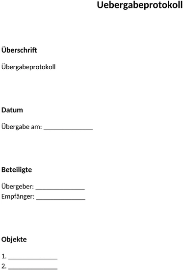 uebergabeprotokoll