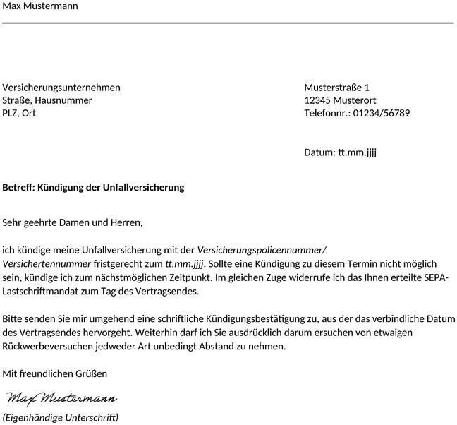 unfallversicherung-kuendigen