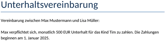 unterhaltsvereinbarung-vertrag