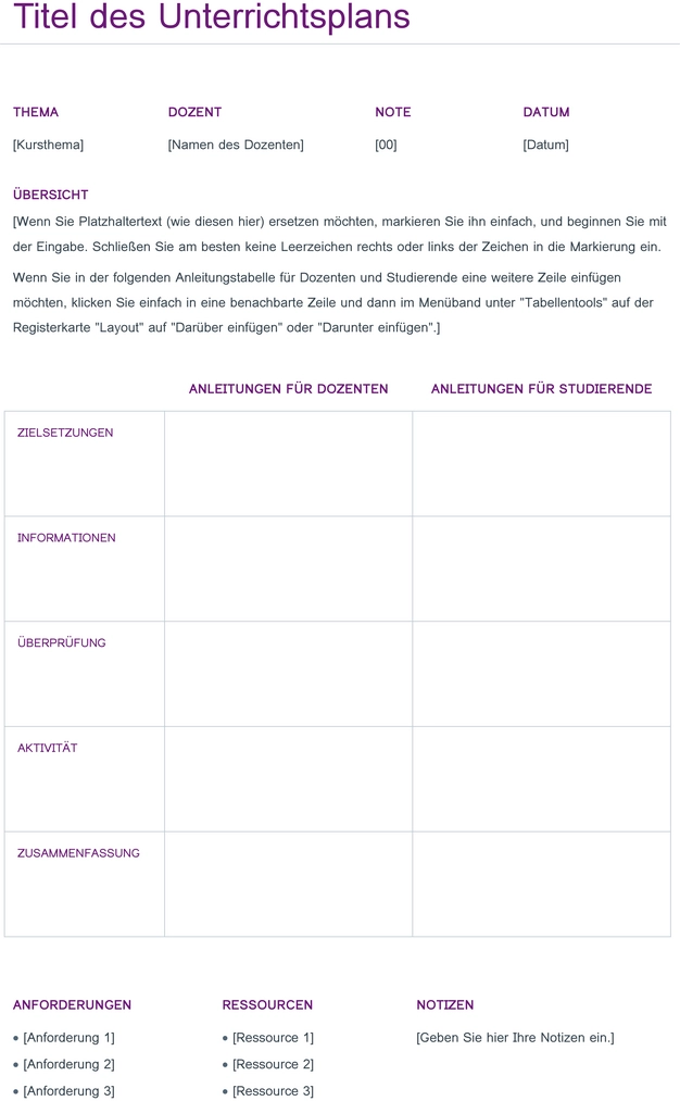 unterichtsplan-fuer-unterrichtsgestaltung-mit-ziele-informationen-aktivitaeten-zusammenfassung